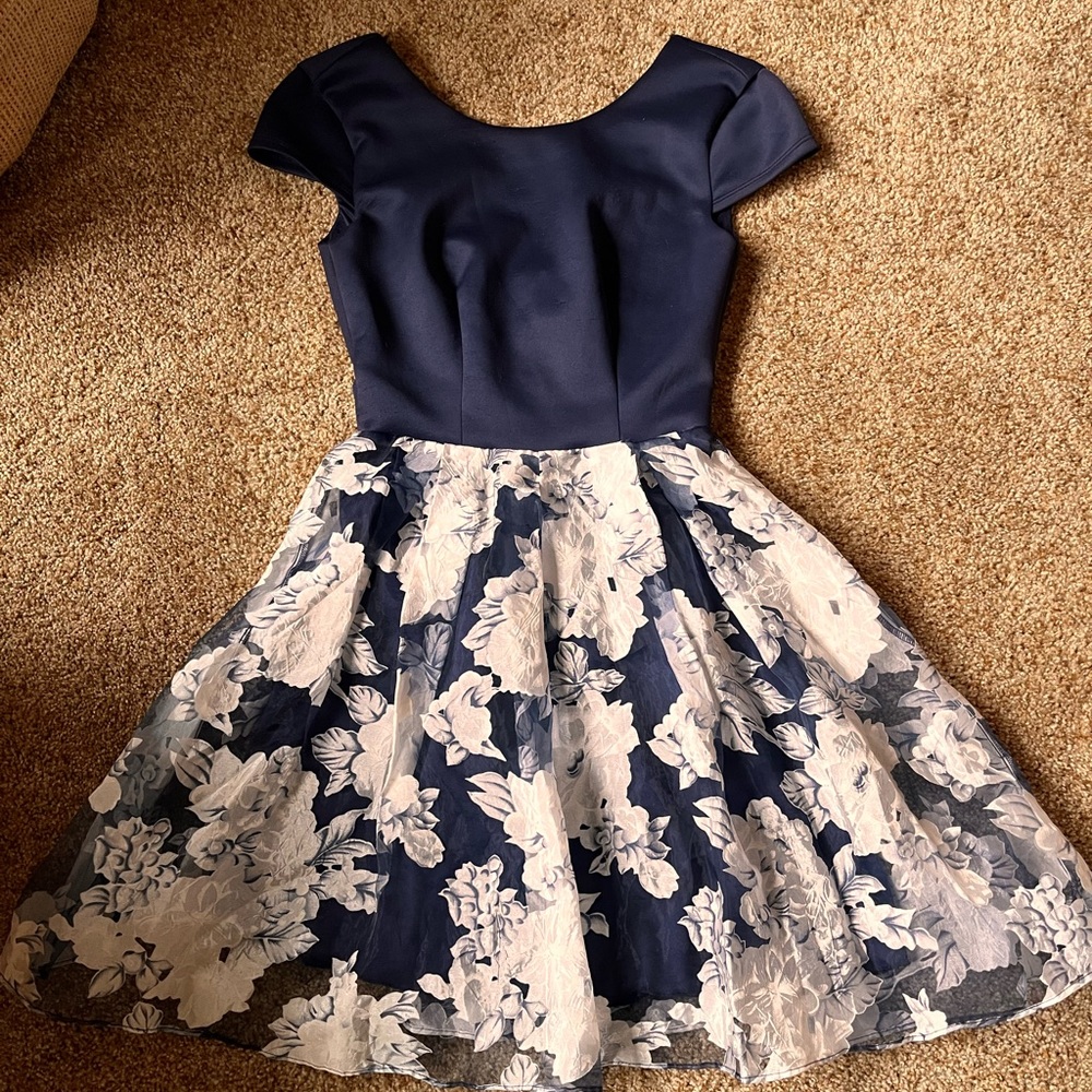 Navy Blue floral B. Darlin short dress